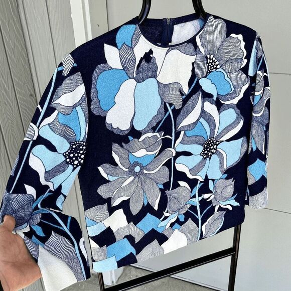 Vintage 70s Zio Luigi for Fairfield Blouse M | Psychedelic Floral Print Top - Picture 5 of 9